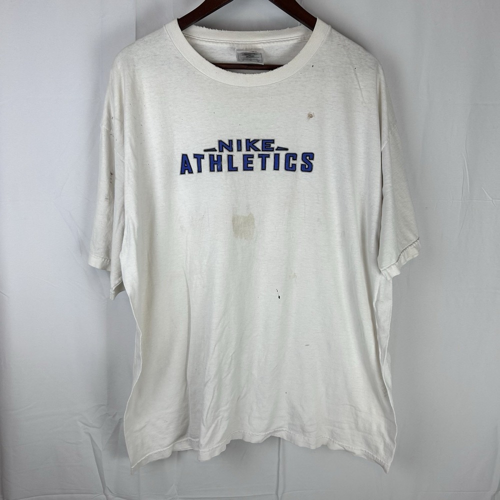 Vintage Nike‎ Athletics T Shirt Logo Size XL Made USA *Thrashed